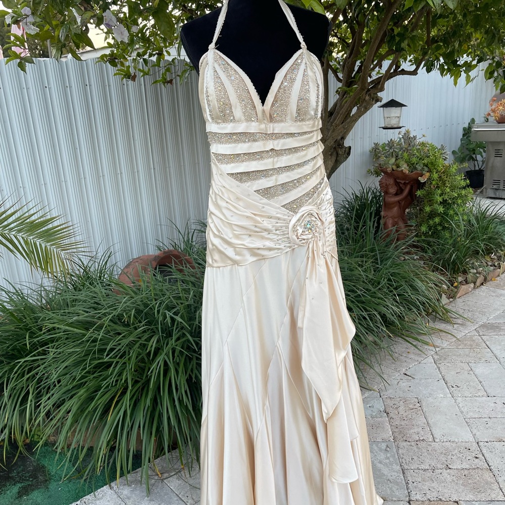 Elegant Champagne Evening Gown